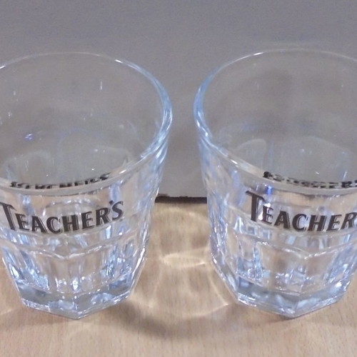 Teacher's scotch whisky promotional set of 2 glasses used
