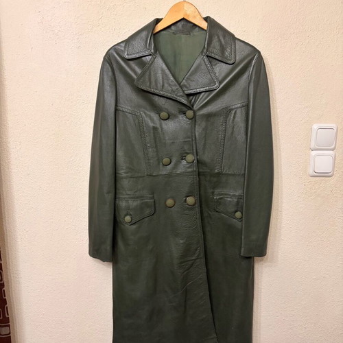 Leather coat new, women's cypress green, size XXXL