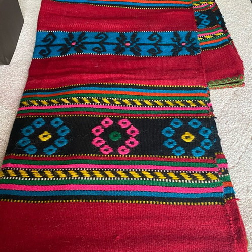 Woven traditional rug from Crete like new with flowers 2x2 meters