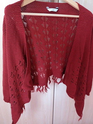 New Look cardigan burgundy asymmetric like new, size S/M