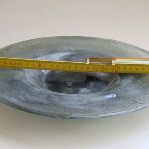 Vintage handblown glass platter, 32 cm diameter