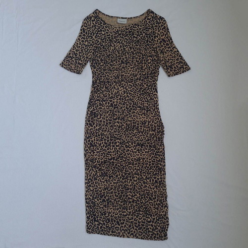 Ganni women's midi bodycon dress, leopard print, size M