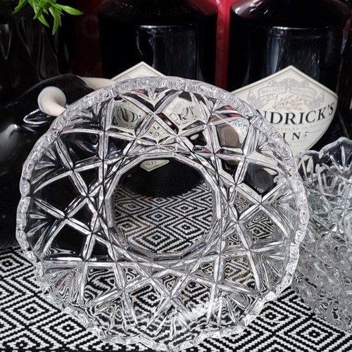 Crystal dessert plates like new, set of 4, geometric design