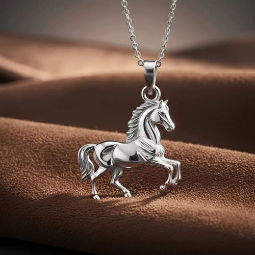 Horse Necklace 18K White Gold Plated Stainless Steel with Gift Box