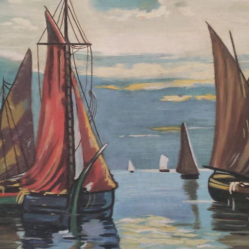 Seascape by M. Politou like new oil painting on canvas 68x51cm