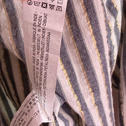 Zara striped beach kaftan tunic size S like new, white and gold