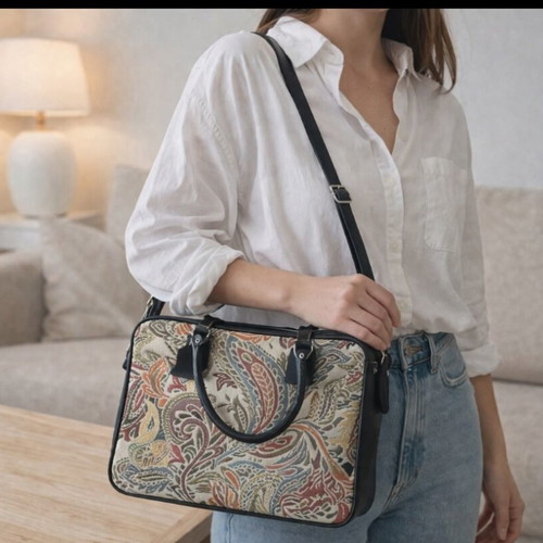 Handmade shoulder bags new with leather details, set of two