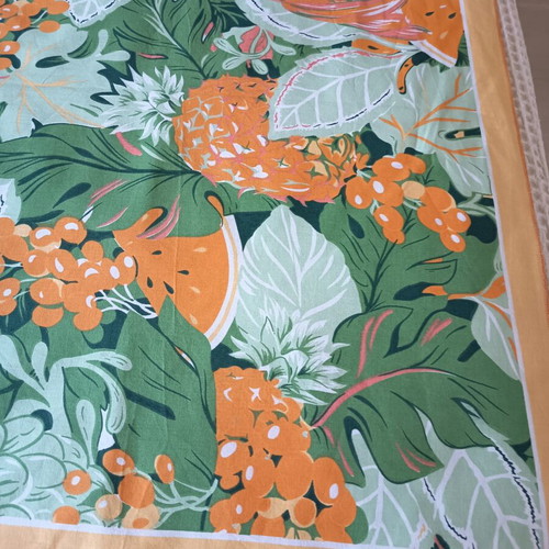 Tablecloth Piraiki Patraiki 100% Cotton Tropical Design like new 168x132 cm