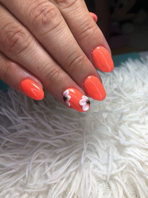 Press on nails καινούργια, χειροποίητα με 3D λουλούδι και μαύρο χαβιάρι