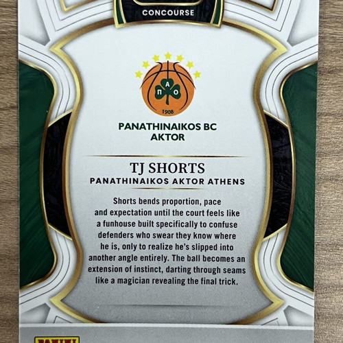 2025-26 Panini Select Euroleague Basketball Tj Shorts card like new