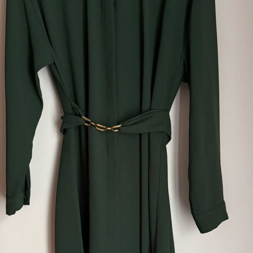 ZARA Mini Shirt Dress Like New Green Cypress With Gold Detail
