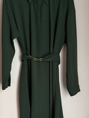ZARA Mini Shirt Dress Like New Green Cypress With Gold Detail