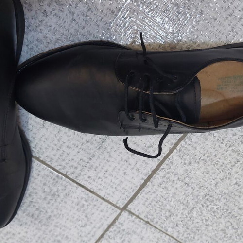 Leather military shoes size 45, classic style, black, like new