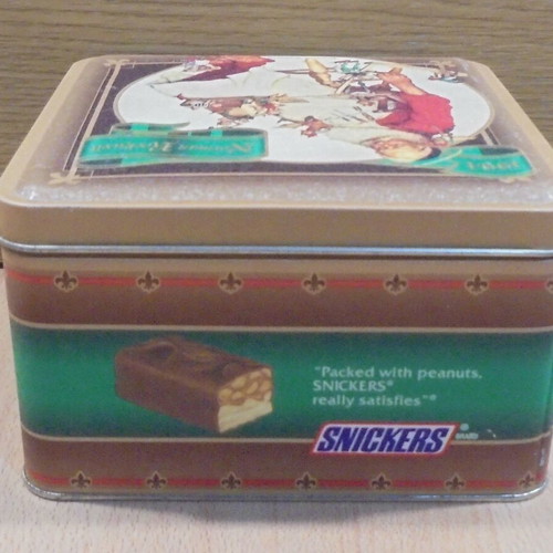 Snickers old promotional metal tin used, Christmas edition 1994