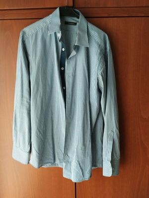 Makis Tselios shirt used, white and blue, size XL