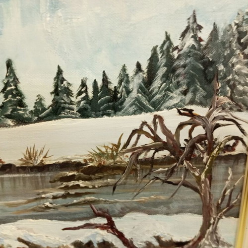 Painting winter landscape like new 53x69 cm