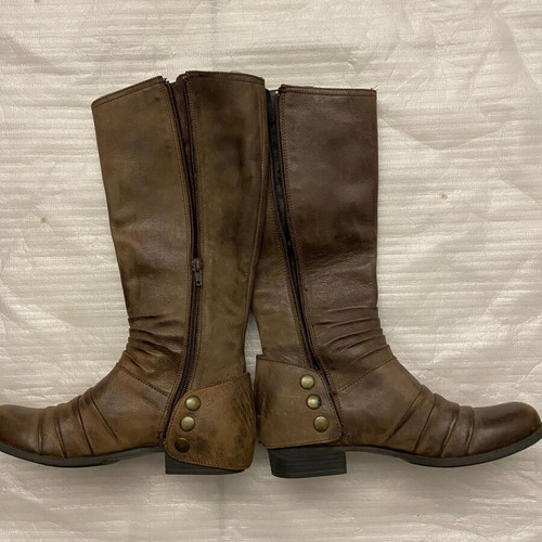 DELTA vintage-style genuine leather women's boots, brown, size 36