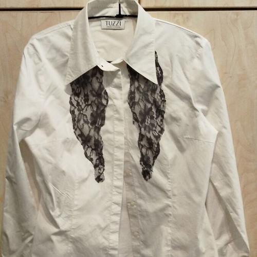 Tuzzi women's white shirt with grey lace small-medium, like new