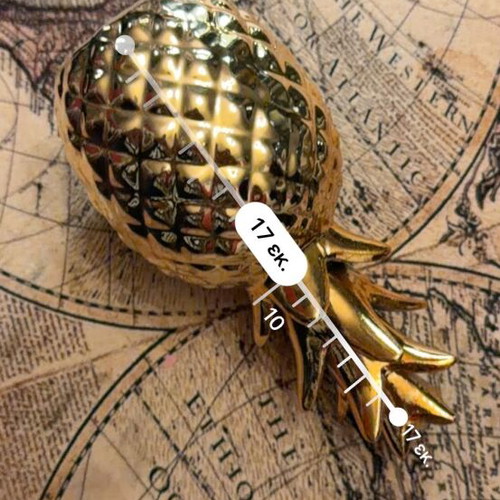 Decorative ceramic pineapple gold metallic finish like new