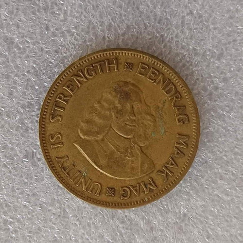 South Africa 1 Cent Coin 1961 used, Jan van Riebeeck design