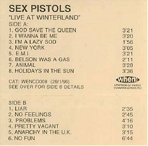 RARE private-press Sex Pistols "Live At Winterland" original chrome cassette (LAST USA SHOW 78)