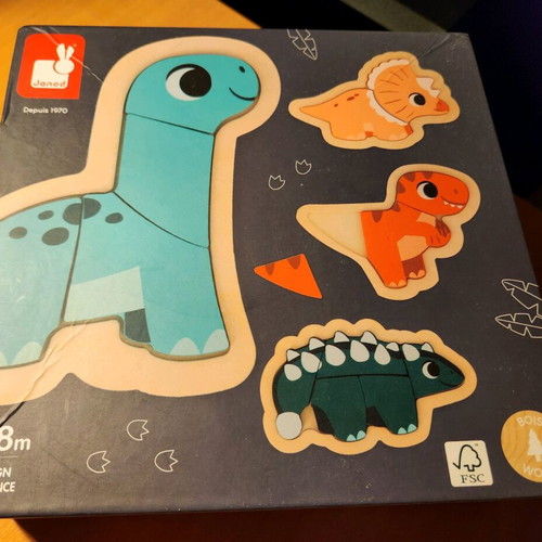 Wooden Janod Dinosaur Puzzle 14pcs used for 1.5+ years