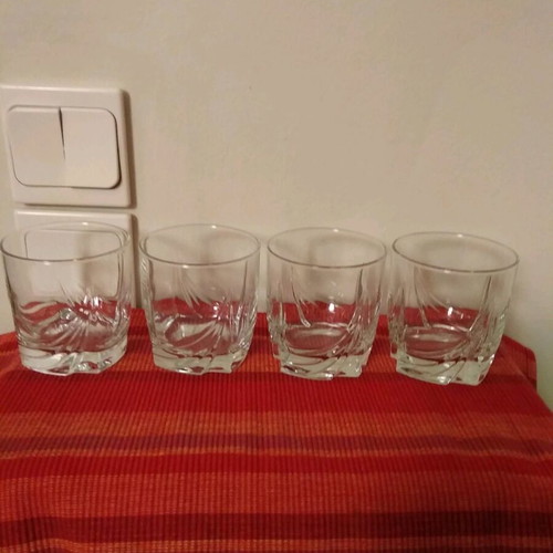 Glass set of 12 used embossed design glasses