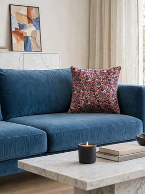 Μαξιλαροθήκη Jane Sassaman dark blue flowers 45x45 eco text fabric καινούργιο