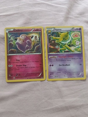 Pokemon Cards Hypno and Clefairy 2016 like new