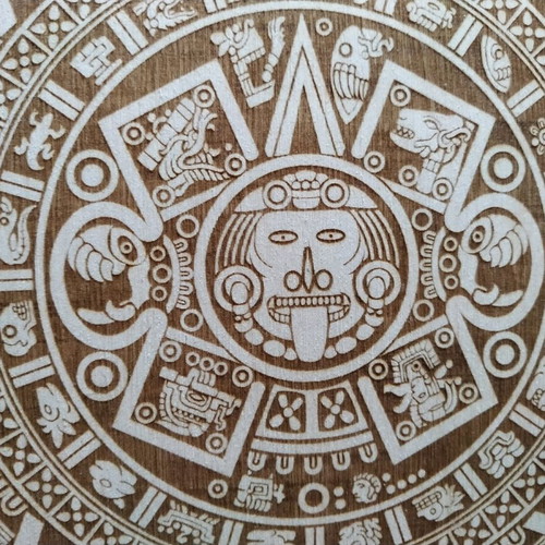 Wooden wall frame Mayan Calendar with laser engraving