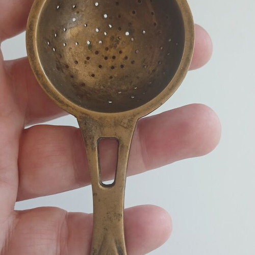 Copper strainer small used vintage