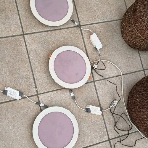 Led recessed lights used, pack of 5, 22cm, white and red