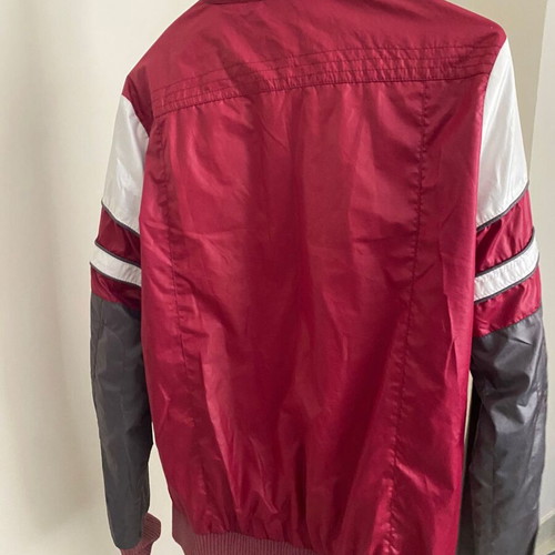 Retro Biker Racer Windbreaker Jacket Frankie Loves You used, burgundy colorblock, M