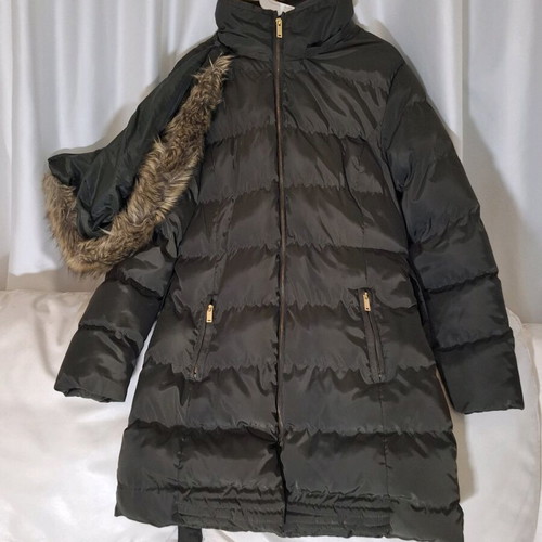 Jacket with detachable hood and faux fur new, green