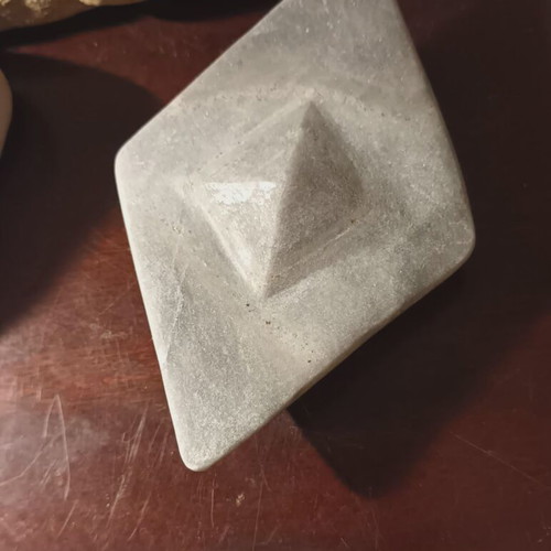 Cycladic marble ship sculpture, handcrafted