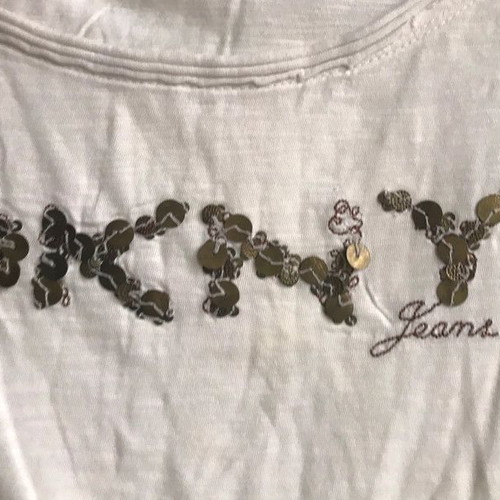 DKNY women's t-shirt used, 100% cotton, beige, size L