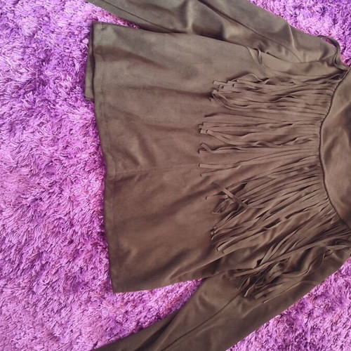 Fridge suede light jacket khaki with fringes new, size S-M