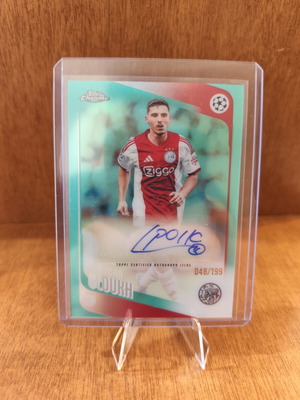 Oscar Gloukh Ajax Topps Chrome UCC Aqua Autograph card like new