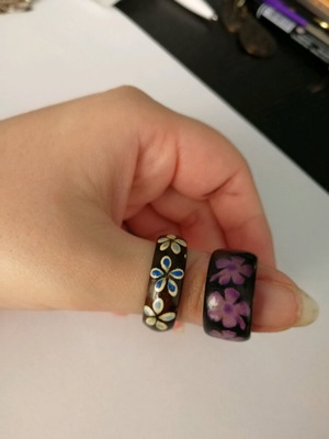 Wooden handmade rings painted by hand, set of 2, like new