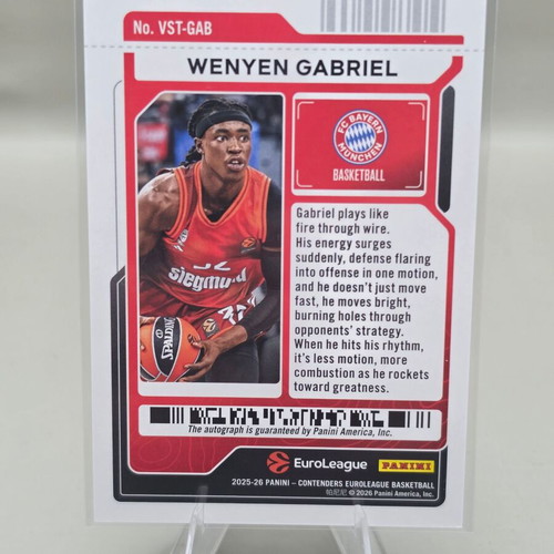 2025-26 Panini Contenders EuroLeague Wenyen Gabriel Play-In Ticket Auto 31/99