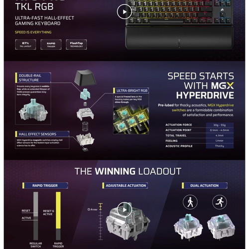 Corsair K70 PRO TKL RGB tenkeyless mechanical gaming keyboard