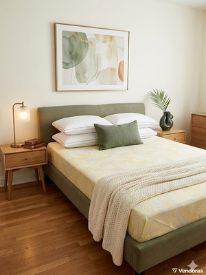 Eleni Natsi Bed with Alcantara Upholstery and TEMPUR Memory Foam Mattress like new