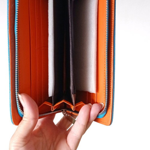 Large wallet in bright turquoise synthetic leather new