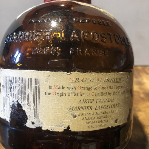 Grand Marnier collectible bottle with cork and drink, 1970s-1980s, used