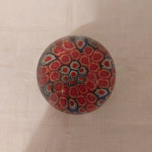 Crystal solid paperweight with flowers at base new