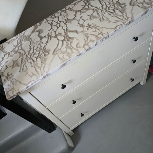 IKEA HEMNES 3-Drawer Chest used, white with faux-marble top