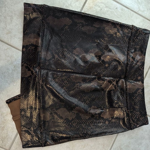 Zara asymmetrical faux leather snakeskin brown skirt new size XS