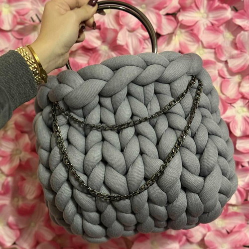 Handmade gray handbag new with quality yarn