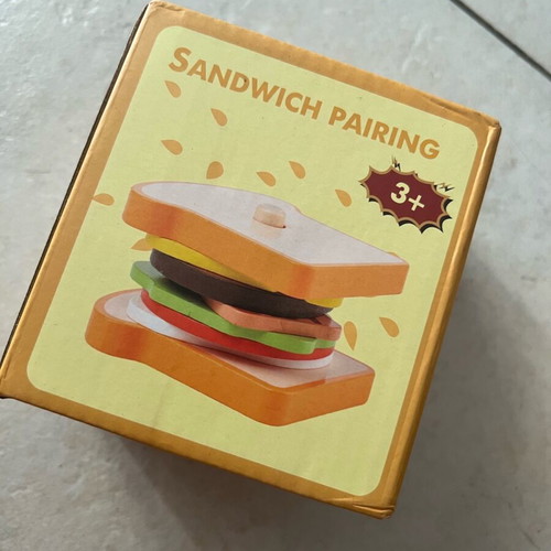 Montessori wooden toast sandwich set new for sorting and stacking