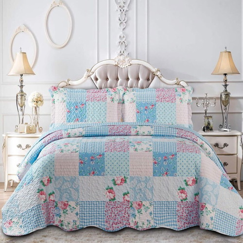 Bedspread set new, microfiber quilted 250x270 cm with pillowcases